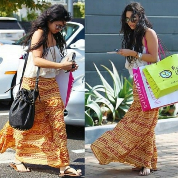 Blu Moon Boho Southwestern Aztec Resort Vacation Tiered Pull-On Maxi Skirt 2 (S) - Picture 1 of 10